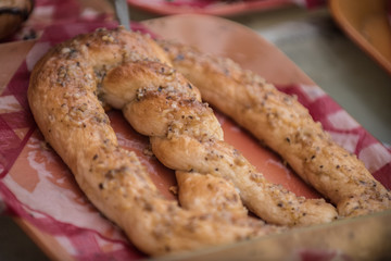 Garlic spice huge pretzel at county fair has plenty of flavor and dough.