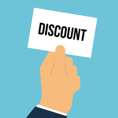 Man showing paper DISCOUNT text