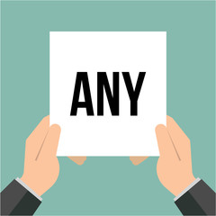 Man showing paper ANY text