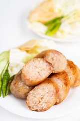 Thai sausage, fermented rice with pork sausage served with vegetables