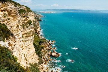 High angled view of cliffs and the sea in the south of Spain