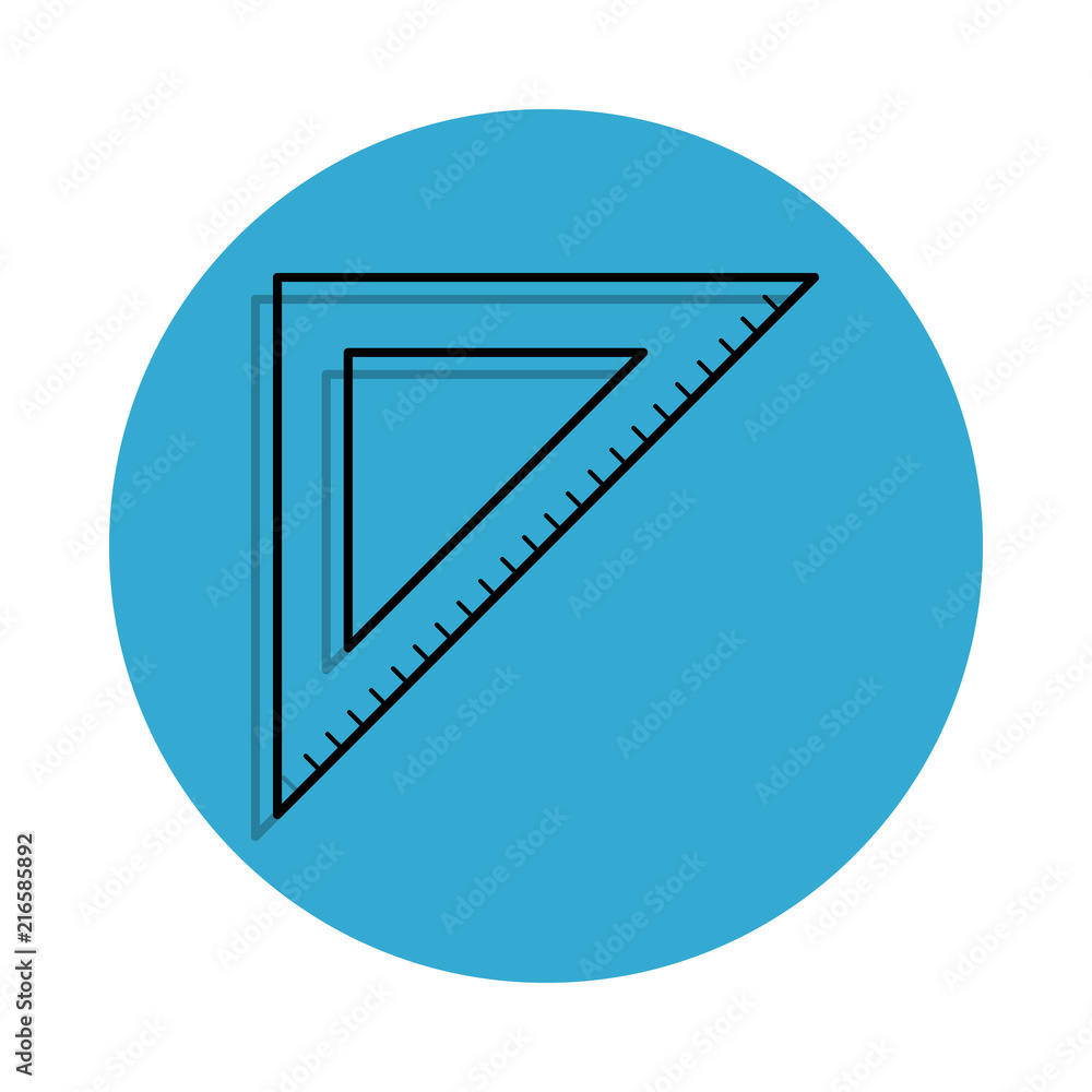Poster triangular ruler icon on white background