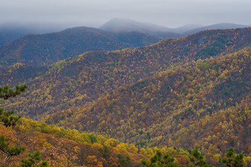 Autumn Blue Ridge Mountain View, from the Blue Ridge Parkway in the Appalachian Mountains of...