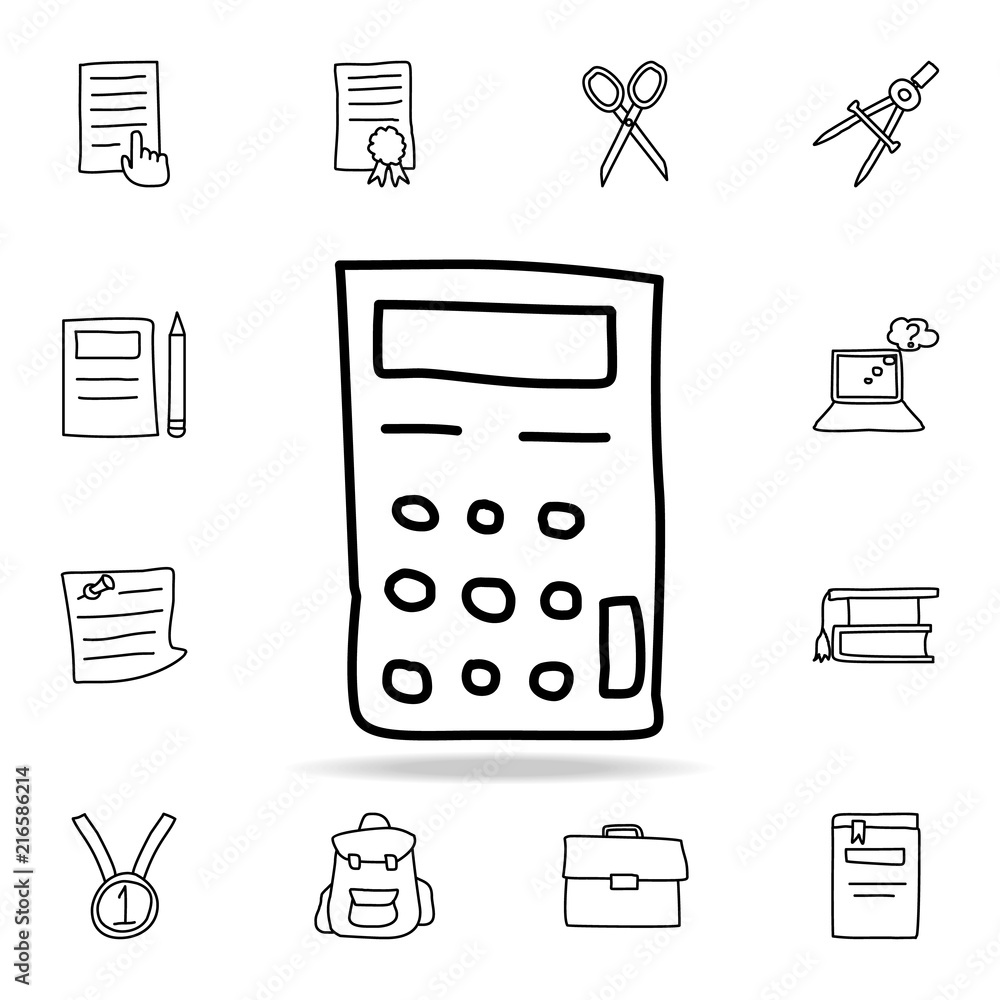 Aufkleber calculator sketch icon. element of education icon for mobile concept and web apps. outline calculato