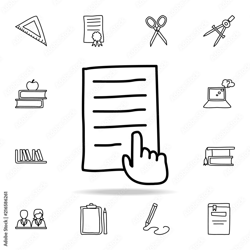 Poster hand and a piece of paper sketch icon. element of education icon for mobile concept and web apps. ou