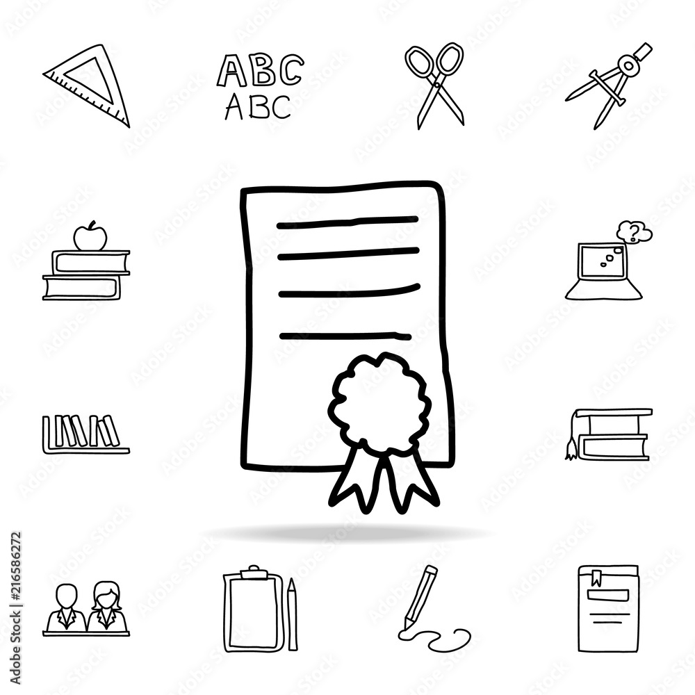 Poster certificate sketch icon. element of education icon for mobile concept and web apps. outline certific