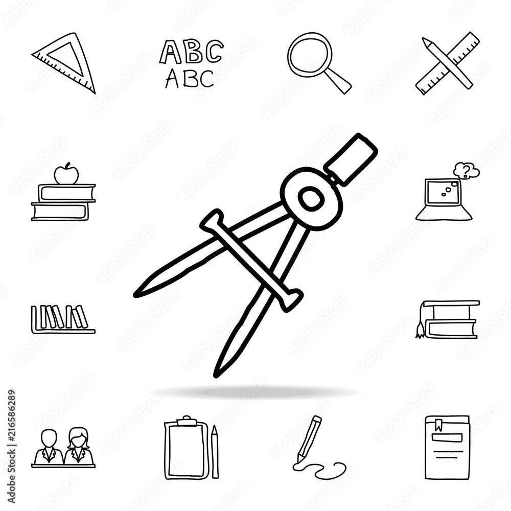 Poster compass sketch icon. element of education icon for mobile concept and web apps. outline compass sket