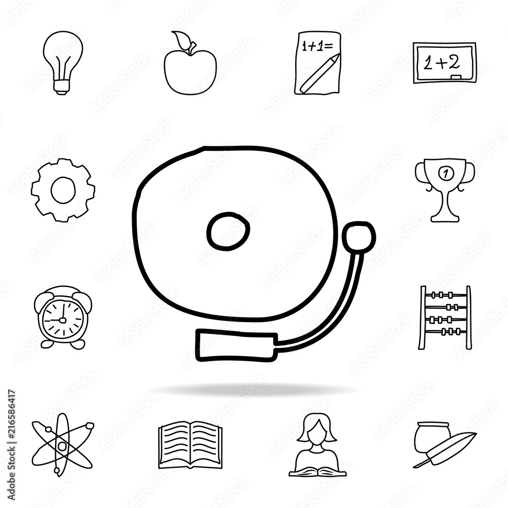 Poster school bell sketch icon. element of education icon for mobile concept and web apps. outline school b