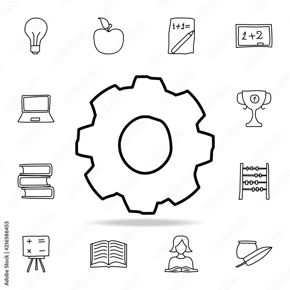 Aufkleber gear sketch icon. element of education icon for mobile concept and web apps. outline gear sketch ico
