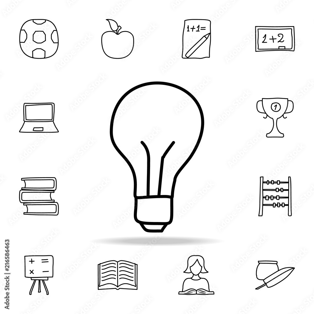 Poster bulb sketch icon. element of education icon for mobile concept and web apps. outline bulb sketch ico