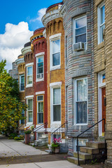 Fototapeta na wymiar Colorful row houses in Hampden, Baltimore, Maryland