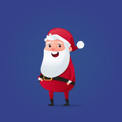 Happy a christmas character cute santa. Traditional New Year's holiday costume and hat
