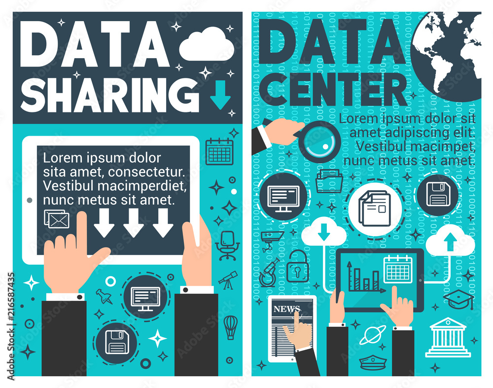 Poster data center banner of internet computer technology