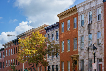 Row houses near Hollins Market, in Baltimore, Maryland