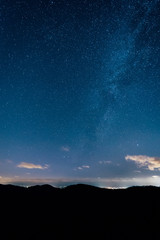 The Milky Way in the night sky, from Skyline Drive in Shenandoah National Park, Virginia