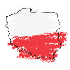 Obraz premium Sketch of a map of Poland