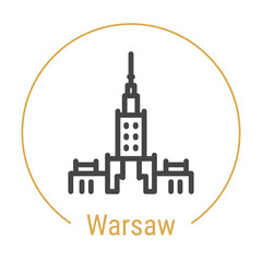 Warsaw, Poland Vector Line Icon - obrazy, fototapety, plakaty