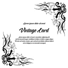 card with template text and flower hand draw vector illustration
