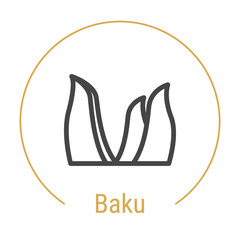 Baku, Azerbaijan Vector Line Icon