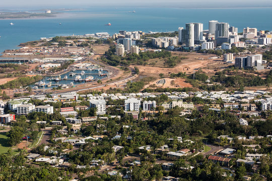An aerial photo of Darwin, the capital city of the Northern Territory of Australia.