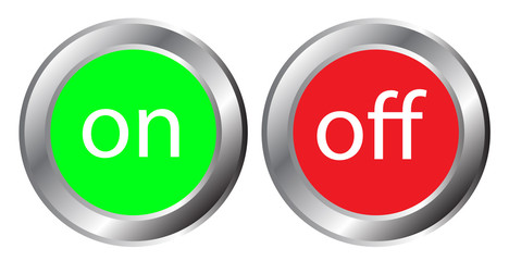 On and Off button on white background