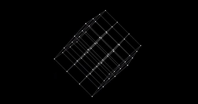 Moving Cube with dots and line, 20sec Seamless loop 4K 4096-2160