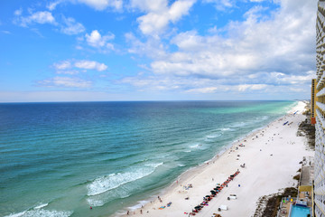 Drone Aerial Beach View of Panama City Beach, Florida, USA