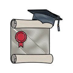 hat graduation with diploma vector illustration design