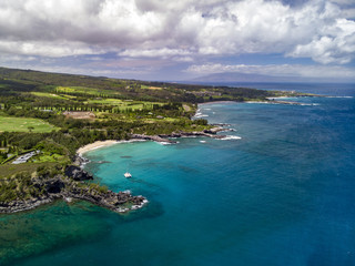 Fototapeta na wymiar West Maui Shoreline Aerial Landscape