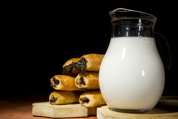 Sweet pastries and milk