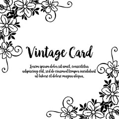 Collection vintage card with blooming flower vector illustration