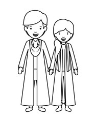 couple graduates avatars characters vector illustration design