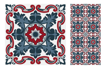 vintage tiles Portuguese patterns antique seamless design in Vector illustration