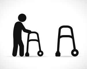 Vector walker disabled black icons