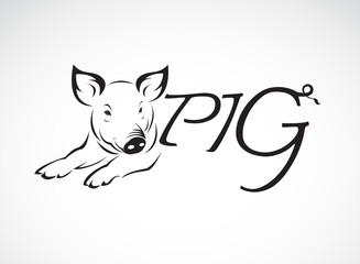 Vector design a pig is text on a white background. Farm animals. Easy editable layered vector illustration.