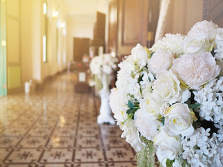 white flower bouquet at vintage room.
