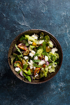 Vegetable salad with soft cheese