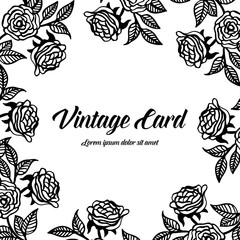 Collection of vintage card with floral hand draw vector illustration