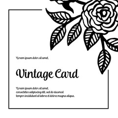Collection of vintage card with floral hand draw vector illustration