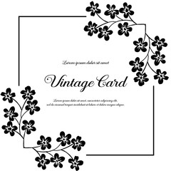 Vintage card hand draw with floral design vector illustration