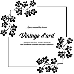 Floral vintage card template design collection vector illustration