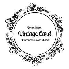 Floral vintage card template design collection vector illustration
