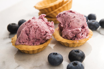 Fruit ice cream with blueberries