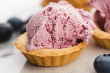 Fruit ice cream with blueberries