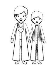 couple graduates avatars characters vector illustration design