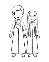 couple graduates avatars characters vector illustration design