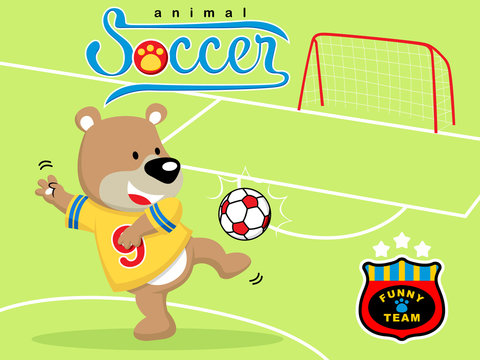 Vector illustration of animal soccer player cartoon