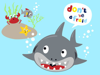 Vector illustrations of funny marine life cartoon