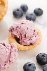 Fruit ice cream with blueberries