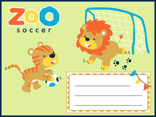 Fototapeta premium Vector illustrations of animals cartoon playing soccer